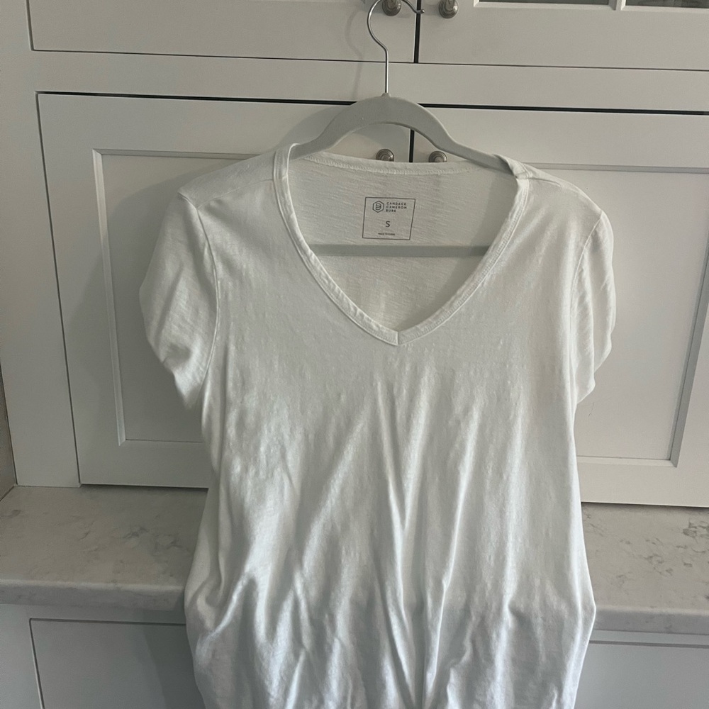 Candace Cameron Bure White V-Neck Tee